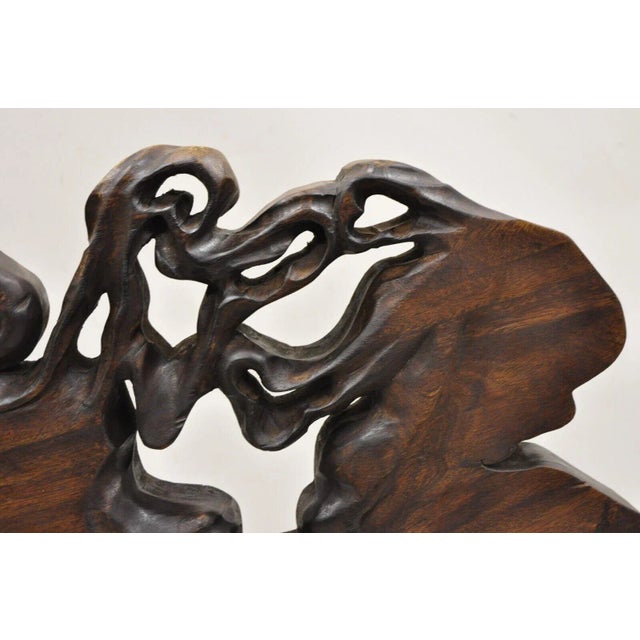 Abstract Late 20th Century Organic Abstract Carved Teak Wood Large Modernist Table Sculpture For Sale - Image 3 of 12