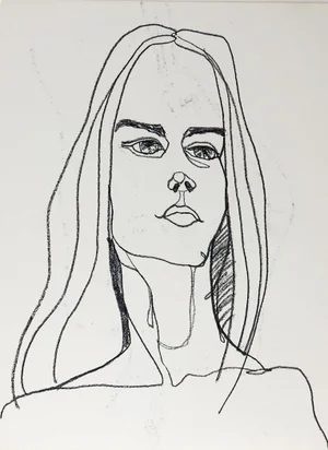 Portrait Study Drawing of Woman & Nude on Other Side