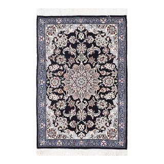 Pasargad DC Navy Blue Hand Knotted Small Rug For Sale