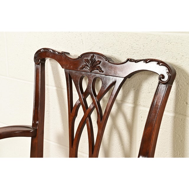 Baker Furniture Style Chippendale Carved Mahogany Dining Chairs, Set of Six For Sale - Image 10 of 15