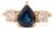 1.7 Ct Pear Sapphire Diamond Early Art Deco Ring Size 6.5 in 14k Gold For Sale