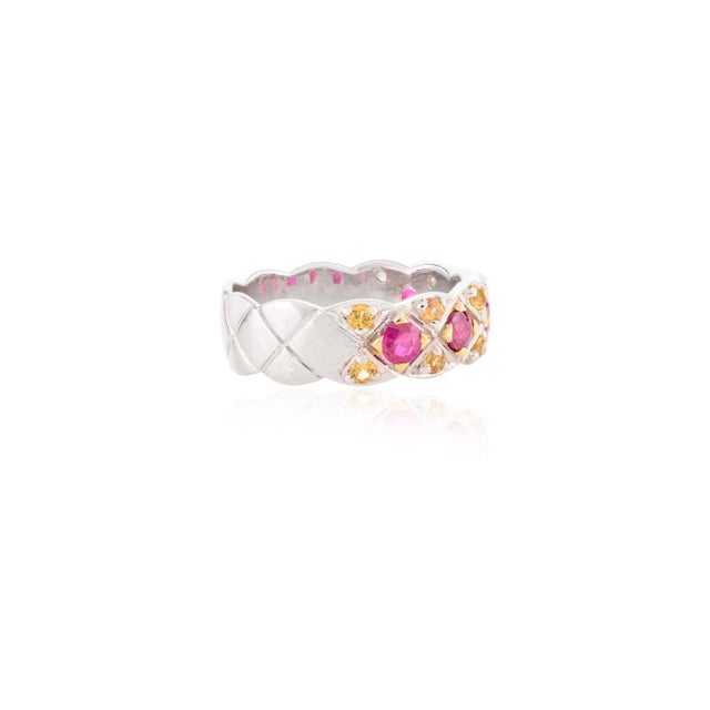 Not Yet Made - Made To Order 14k White Gold 1.15ct Ruby & Citrine Colorful Chunky Band Ring Size 7 For Sale - Image 5 of 13