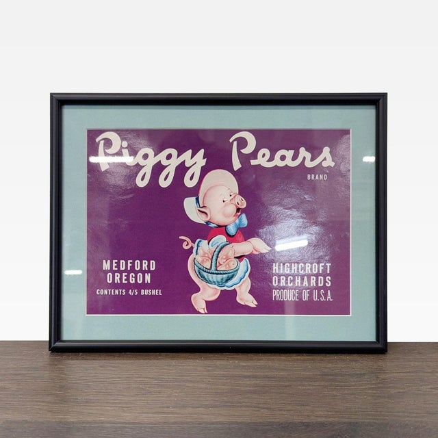 Set of 5 Framed Vintage California Fruit and Produce Label Prints For Sale - Image 4 of 7