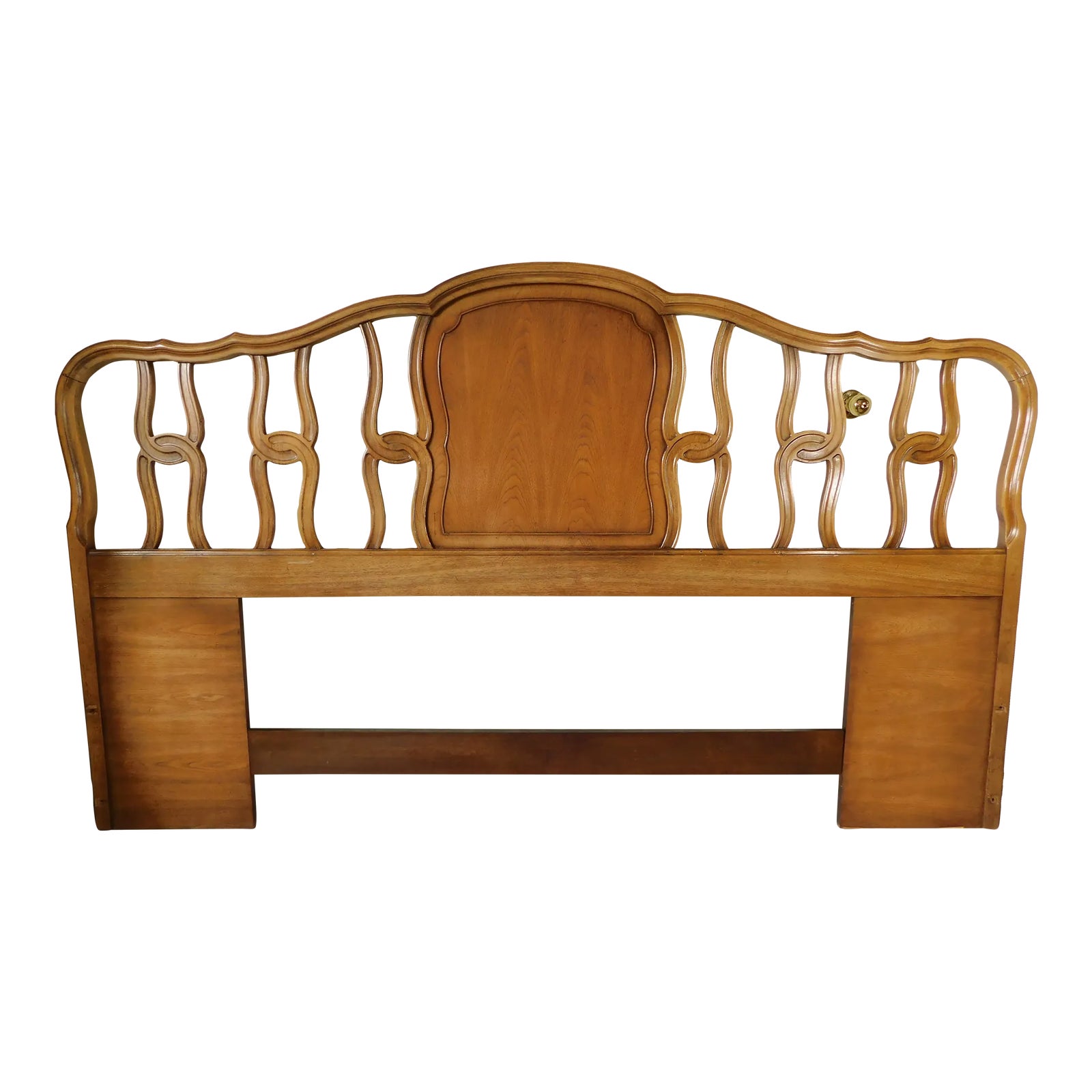 Vintage Mid Century Drexel Furniture Oak Wood King Size Headboard