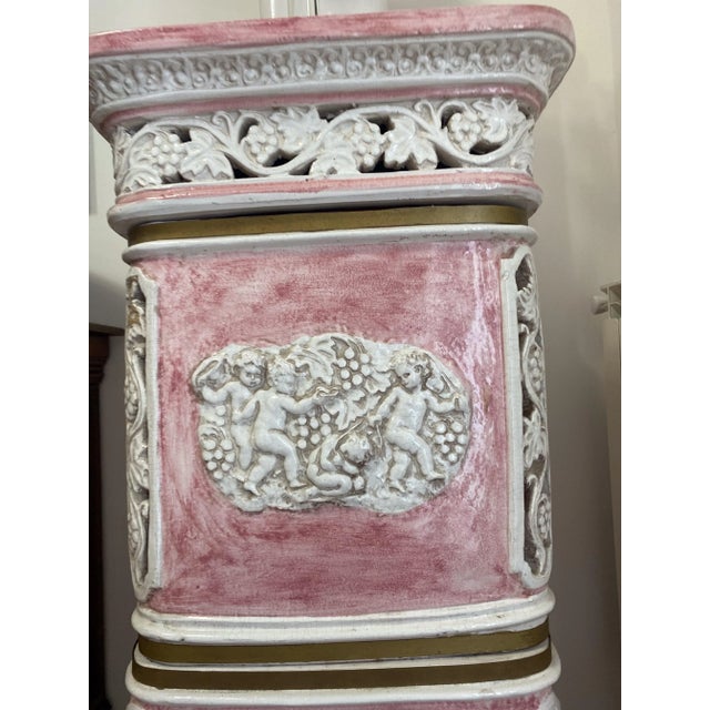 Italian 1970s Majolica Pink Stove From Florence For Sale - Image 3 of 12
