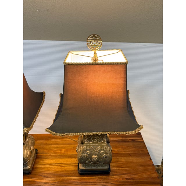 James Mont In the Style of James Mount Chinoserie Table Lamps, Pair For Sale - Image 4 of 12