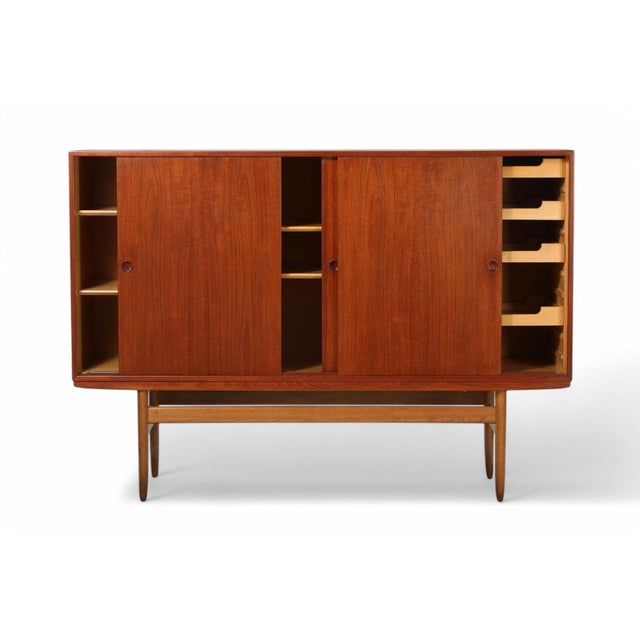 Mid 20th Century Danish Modern High Sideboard in Teak For Sale - Image 4 of 4
