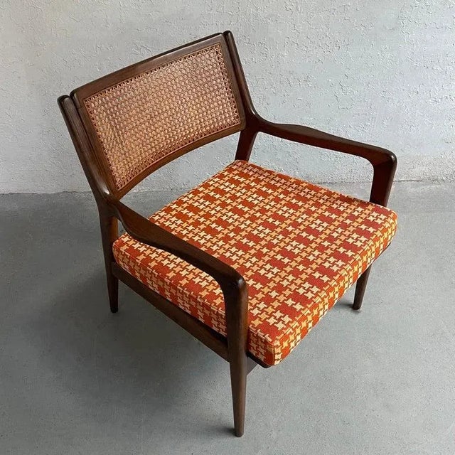 1950s Mid-Century Modern Cane Back Walnut Armchair For Sale - Image 9 of 10
