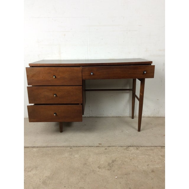 Mid Century Modern Four Drawer Writing Desk With Chrome Hardware by Stanley Furniture For Sale In Philadelphia - Image 6 of 10