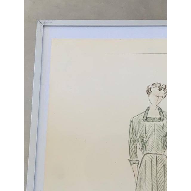 Mid-Century Modern Berthe Duquaine, Figurative Composition, 1950s, Pencil on Paper For Sale - Image 3 of 18