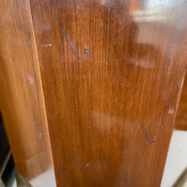 Mid-Century Modern 1960s Large Walnut and Brass Octagonal Shaped Lamps - a Pair For Sale - Image 3 of 13