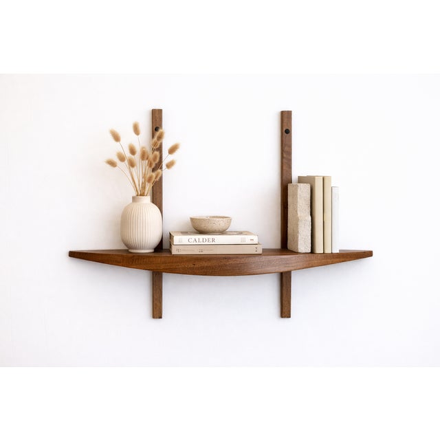 Mid-Century Modern 1960s Mid-Century Sculptural Studio Craft Solid Walnut Wall Shelf For Sale - Image 3 of 9