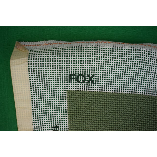 Textile Hand Needlepoint 2012 Gold Fox/ Hunter Green Panel For Sale - Image 7 of 7