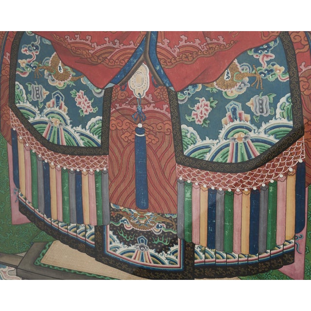 Wood Monumental Chinese Ancestral Matriarch Scroll Portrait Painting For Sale - Image 7 of 12