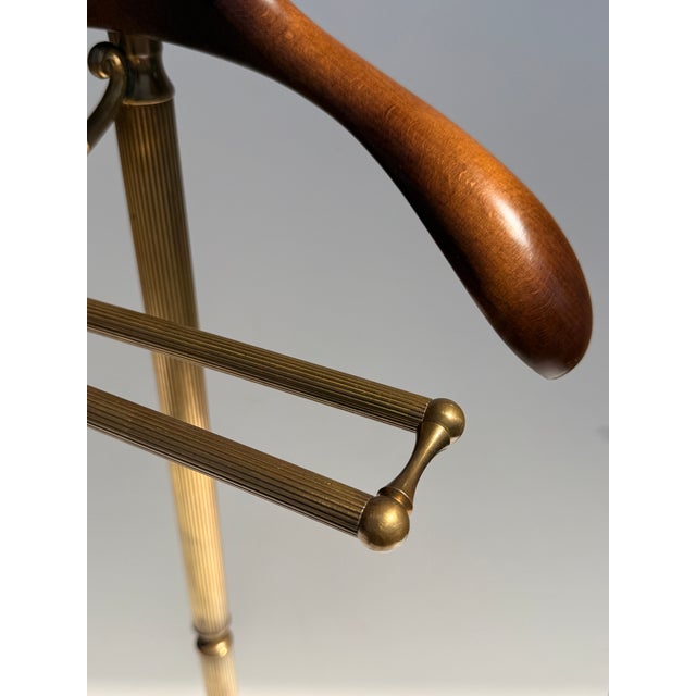 1970s 1970s Italian Brass and Wood Valet Stand For Sale - Image 5 of 11