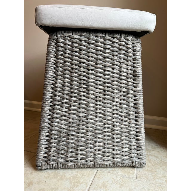 Baker Furniture Company Baker McGuire Cuerda Counter Stool, Genuine Leather Seat, Rope Wrapped Aluminium Frame For Sale - Image 4 of 18