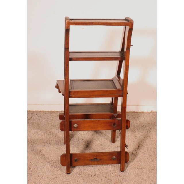 Antique Wooden Library Stepladder For Sale - Image 9 of 14