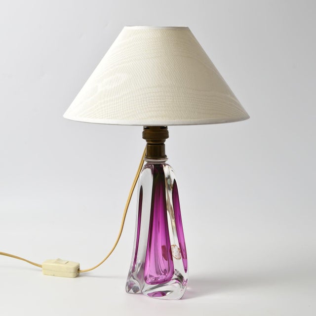Mid-Century Purple Glass Table Lamp from Val Saint Lambert, 1950s For Sale - Image 14 of 14