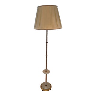 Vintage Etched Glass & Mirror Floor Lamp For Sale