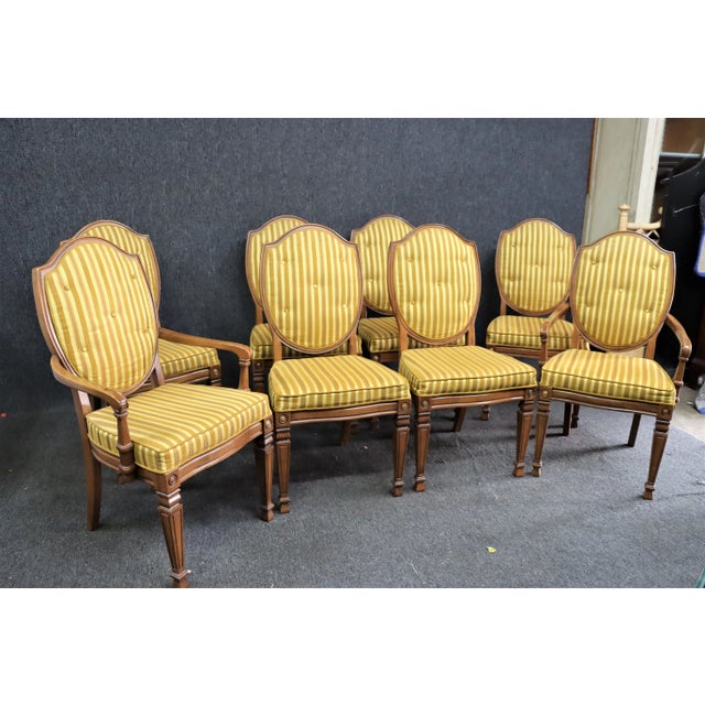 (8) Louis XVI Style Carved Mahogany Sheildback Dining Chairs For Sale - Image 13 of 13