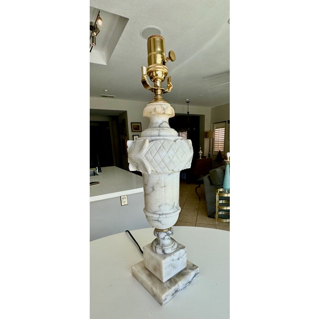 Single Italian Urn Neoclassic Alabaster Table Lamp For Sale - Image 4 of 15