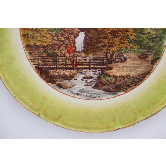 Rustic European 1900s Glen Helen Fall, Isle of Man Wall Plate, Portuguese Export For Sale - Image 3 of 12