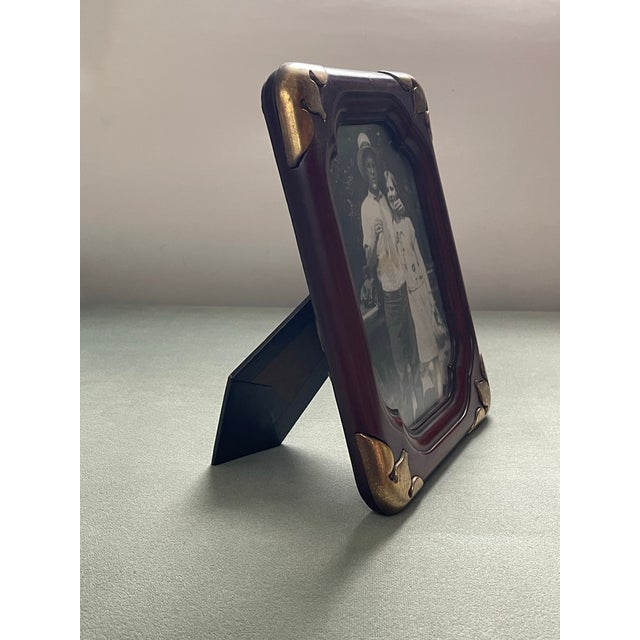 Wood Vintage Wood & Brass Picture Frame For Sale - Image 7 of 11