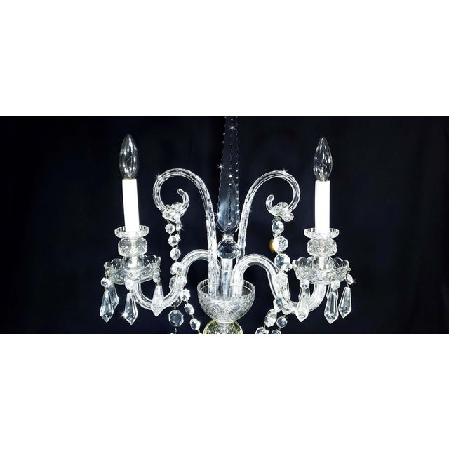 Early 20th Century French Cut Crystal 2 Arm Candelabra Lamp Style of Baccarat For Sale - Image 5 of 10