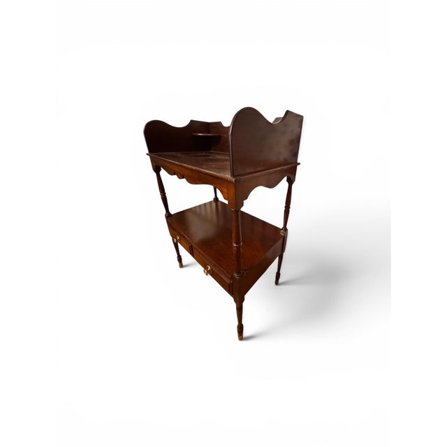 1980s 1980s Sheraton Style Mahogany Wash Stand With Corner Shelves and Drawers For Sale - Image 5 of 6