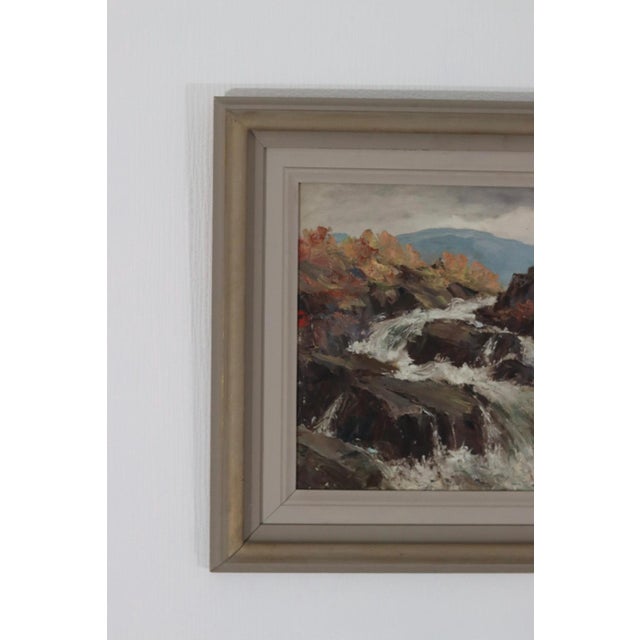 Åke Ahmlund, Landscape with Waterfall, 1960s, Oil on Panel, Framed For Sale - Image 8 of 15
