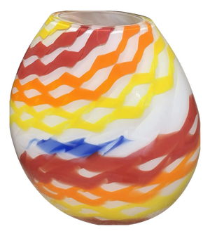 Vase in Milky-White Murano Glass with Colored Reeds by Simoeng