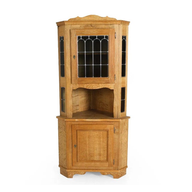 Corner Cabinet W Leaded Glass Danish Modern Mid Century For Sale - Image 12 of 16