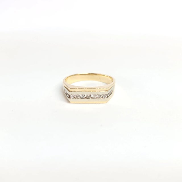 Contemporary Diamond Channel Set Ring .33cttw 14k Two-Toned Gold, Size 8 For Sale - Image 3 of 4