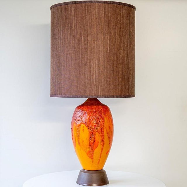 Heavy quality ceramic table floor lamp, 1970s. This lamp base brings refined elegance and rich visual appeal to any...