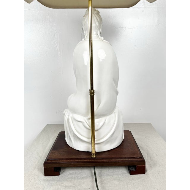 Large Scale Vintage Blanc De Chine Guanyin Lamp For Sale - Image 9 of 12