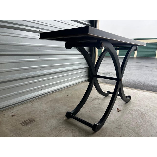 Modern Black X-Base Dining Table For Sale - Image 4 of 5