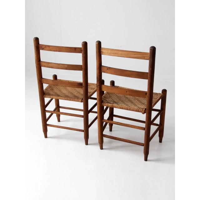 Antique Splint Weave Seat Chairs Pair For Sale - Image 4 of 13