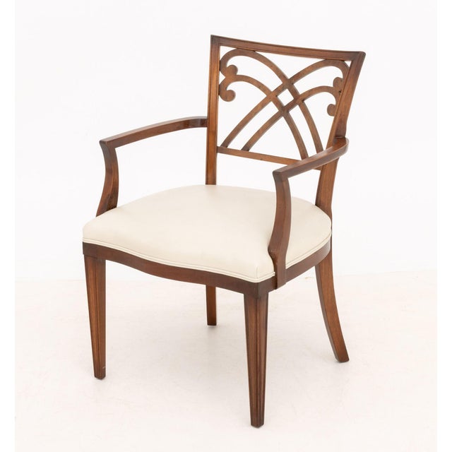 Wood Set of Six Regency Style Mahogany Arm Chairs For Sale - Image 7 of 14