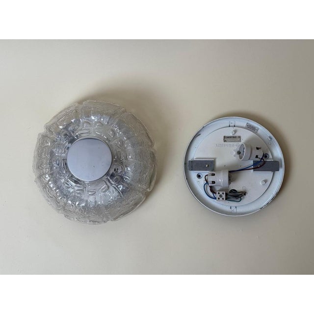 Textured Glass Flush Mount from Limburg, Germany, 1970s, Set of 2 For Sale - Image 3 of 16