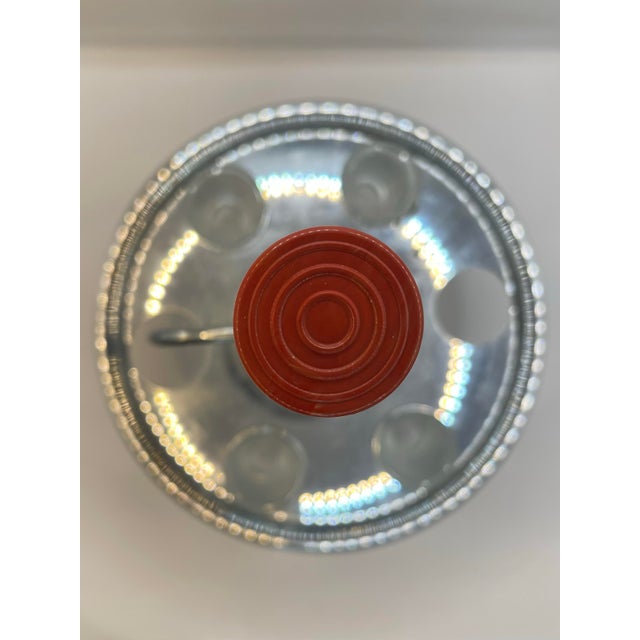 Mid 20th Century 1950’s Chrome & Glass Drinks Dispenser Pump With Four Clear Glasses For Sale - Image 5 of 12