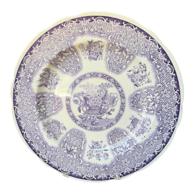 Vintage 1990s Spode Archive Collection “Filigree” Lavender Transferware Plate 9 1/4in For Sale