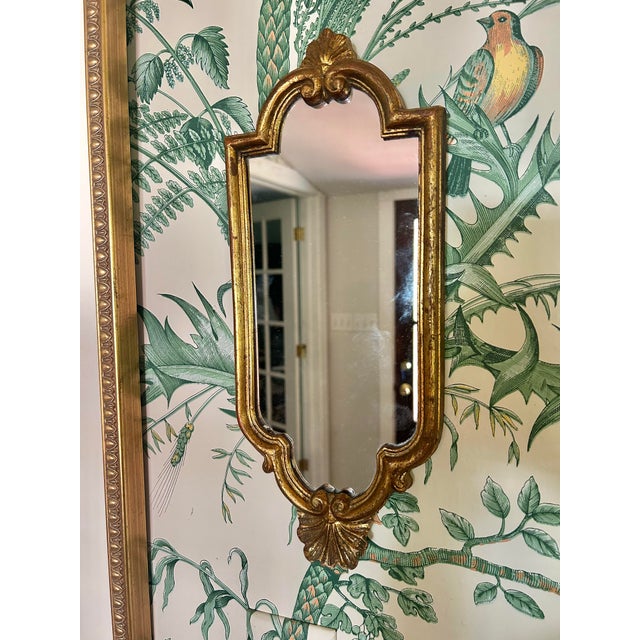 Rococo Mid-Century Petite Italian Florentine Giltwood Rococo Wall Mirror For Sale - Image 3 of 11