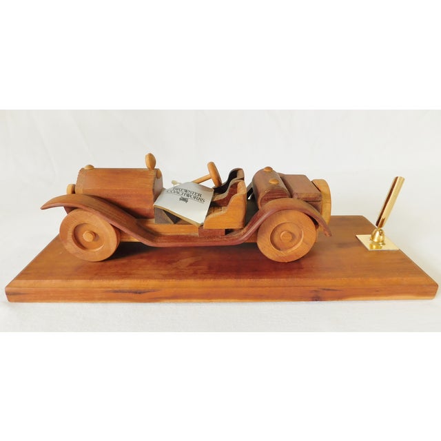 Mid-Century Modern Brewster Coachworks Handcrafted Wood Vintage Antique Car Pen Holder Desk Set For Sale - Image 3 of 8