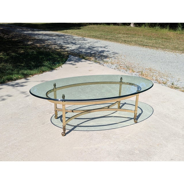 Vintage Labarge Regency Brass and Glass Cocktail Table For Sale - Image 16 of 18