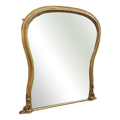 Large Antique English Gilt Hour Glass Framed Mirror, 19th Century For Sale