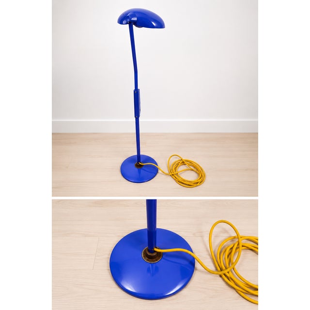 Vintage Industrial Blue Floor Lamp – Large Metal Task Lamp, Mid-Century Modern For Sale - Image 4 of 7