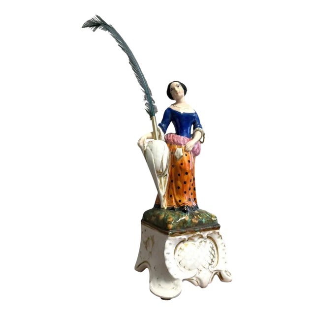 Large Polychrome Paris Porcelain Pen Holder For Sale