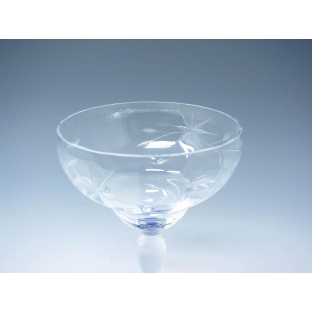 Vintage 1930s Weston Cut Glass Liquor Cocktail Goblets With Floral Design and Cobalt Foot - 7 Pieces For Sale - Image 11 of 13