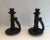 Tall Brutalist Candle Holders Made of Carved Wood, French, circa 1950 - A Pair For Sale - Image 6 of 13