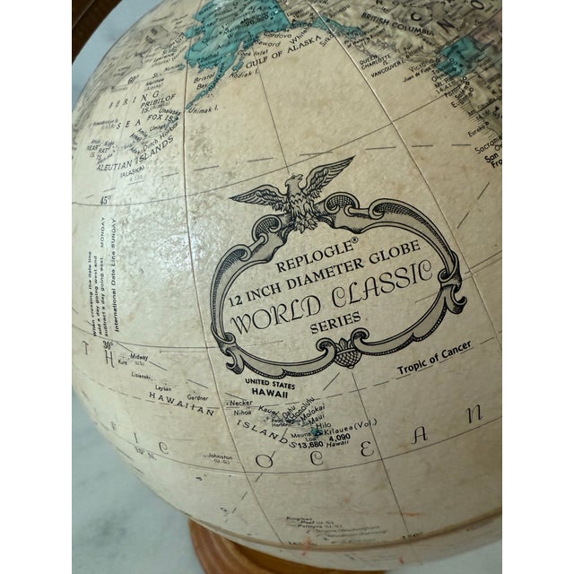 Wood Vintage Replogle World Classic Series Globe on Wood Base For Sale - Image 7 of 9